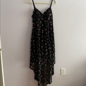 black floral high-low dress